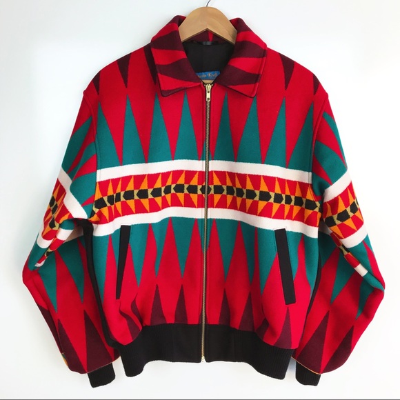 Justin Kraff Pendleton Wool Bomber Jacket Native M - Picture 2 of 14